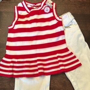 Janie and Jack size 2T white and red